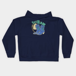 YeeHaw - These Boots Were Made for Walking | Blue Cowboy Boots Desert Night Moon Kids Hoodie